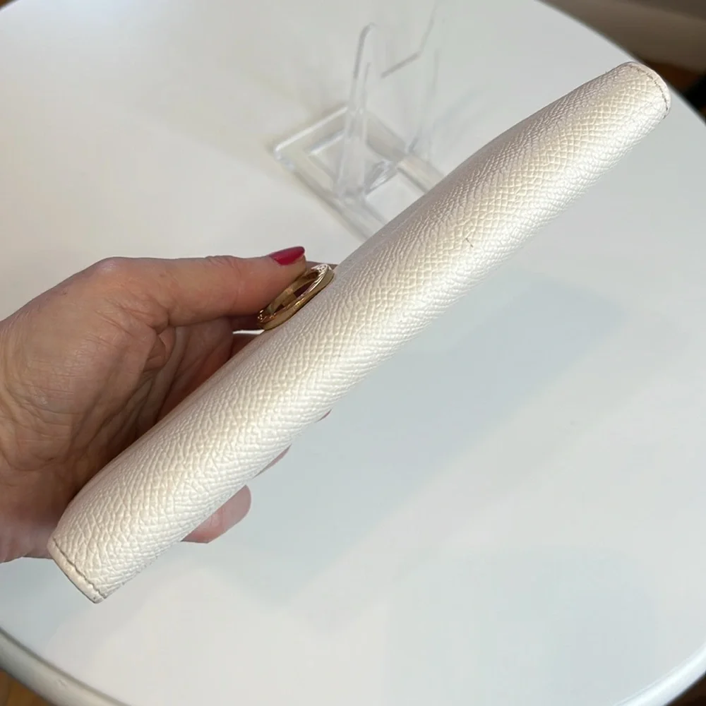 BVLGARI Cream & Pink Leather Long Wallet Retail $485 EUC